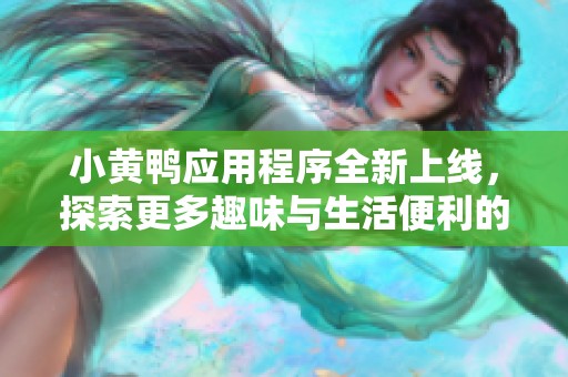 小黄鸭应用程序全新上线，探索更多趣味与生活便利的无限可能